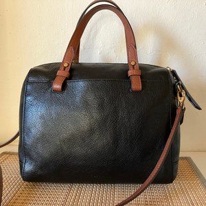 Fossil Women's Rachel Satchel Top Handle Handbag Black Brown